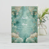 Art Nouveau Ginkgo Leaf Huwelijksuitnodiging Kaart (Staand voorkant)