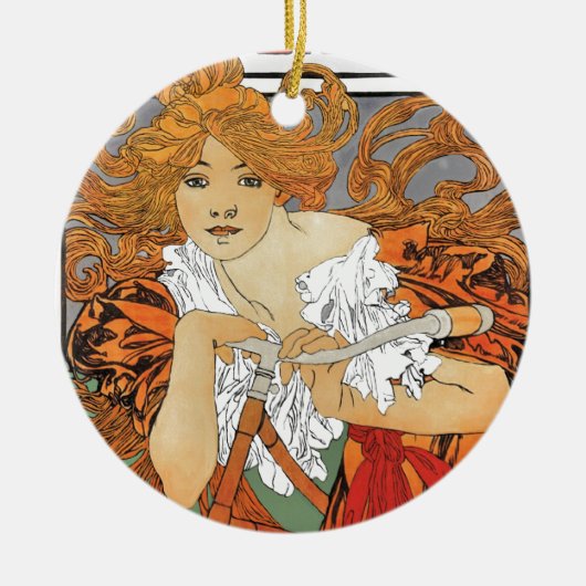  Art Nouveau Girl Keramisch Ornament (Voorkant)