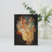 Art Nouveau Girl met Harp 1903 Briefkaart (Staand voorkant)