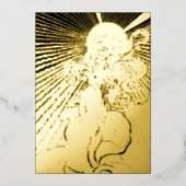 Art Nouveau Girl met Shining Star Quinceañera Folie Uitnodiging (Voorkant)