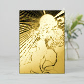 Art Nouveau Girl met Shining Star Quinceañera Folie Uitnodiging (Staand Voorkant)