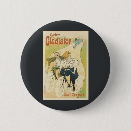 Art Nouveau, Gladiator Fietsen Ronde Button 5,7 Cm (Voorkant)