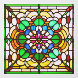 Art Nouveau Glas in lood AI Art Window Cling Raamsticker
