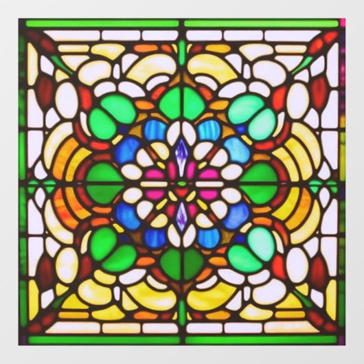 Art Nouveau Glas in lood AI Art Window Cling Raamsticker (Vel)