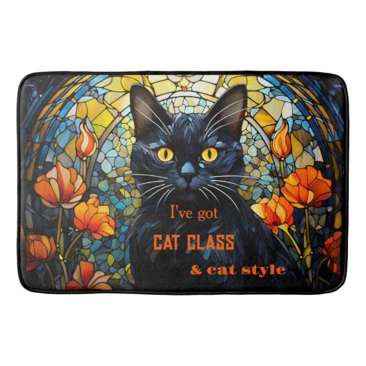 Art Nouveau Glas in lood Cat Badmat (Voorkant)