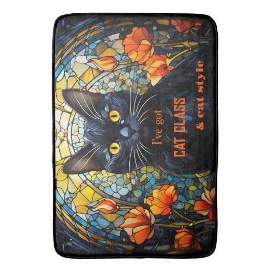 Art Nouveau Glas in lood Cat Badmat (Voorkant Verticaal)