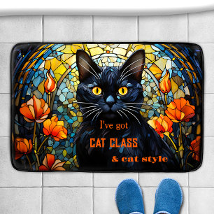 Art Nouveau Glas in lood Cat Badmat