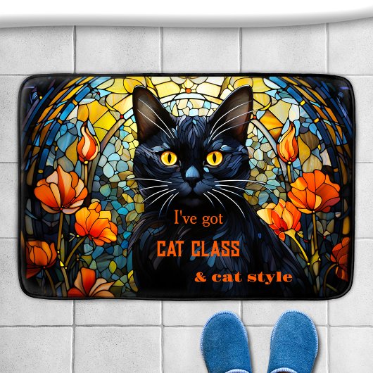 Art Nouveau Glas in lood Cat Badmat