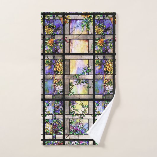 Art Nouveau Glas in lood Flowers Bath Towel Set Bad Handdoek (Handdoek)