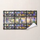 Art Nouveau Glas in lood Flowers Bath Towel Set Bad Handdoek (Handdoek)