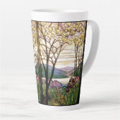 Art Nouveau Glas in lood Iris Flowers Latte Mok (Rechterhoek)