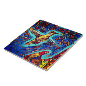 Art Nouveau Glas in lood Kijk uit Hummingbird Tegeltje (Zijkant)