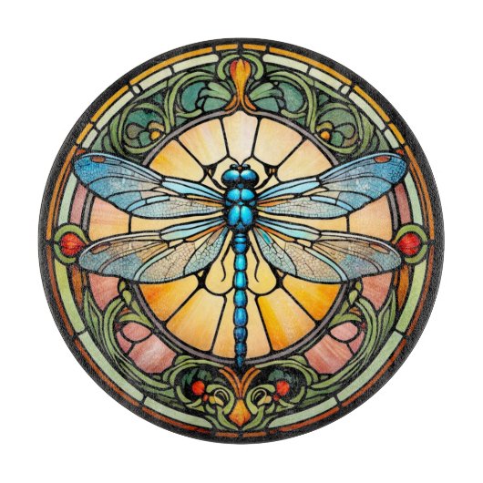 Art Nouveau Glas-in-lood Libelle Snijplank (Voorkant)