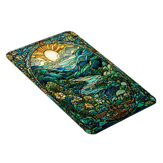 Art Nouveau Glas in lood Sunrise Landscape Art Magneet (Rechterzijde)