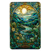Art Nouveau Glas in lood Sunrise Landscape Art Magneet (Verticaal)