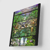 Art Nouveau Glas in lood Tiffany Natuur Vierkante Klok (Hoek)