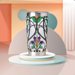 Art Nouveau Glas-in-lood Uiterlijk Geïsoleerde Drinkbeker