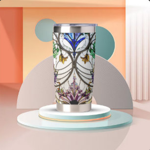 Art Nouveau Glas-in-Lood-Uitzicht Geïsoleerde Drinkbeker