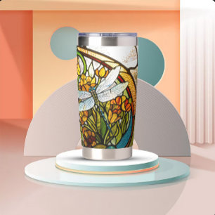 Art Nouveau Glas-in-Lood-Uitzicht Geïsoleerde Drinkbeker