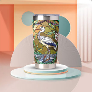 Art Nouveau Glas-in-Lood Uitzicht Geïsoleerde Drinkbeker