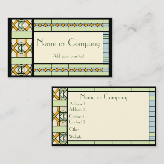 Art Nouveau Glas in lood Visitekaartje (Voorkant / Achterkant)