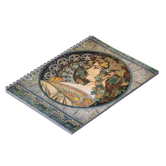  Art Nouveau Godin van de Natuur door Mucha Notitieboek (Linkerzijde)