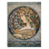  Art Nouveau Godin van de Natuur door Mucha Notitieboek (Voorkant)