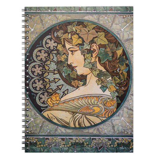  Art Nouveau Godin van de Natuur door Mucha Notitieboek (Voorkant)