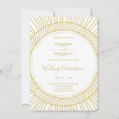 Art nouveau gold and white bruiloft call kaart (Voorkant)