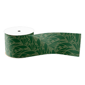 Art Nouveau Gold Filigree over Emerald Grosgrain Lint