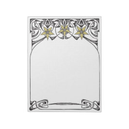 Art Nouveau Gold Flower Border Notitieblok