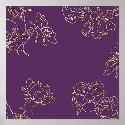Art Nouveau Gold Flowers Poster (Voorkant)