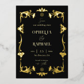 Art Nouveau Gold Foil Wedding Save the Date Kaart (Voorkant)