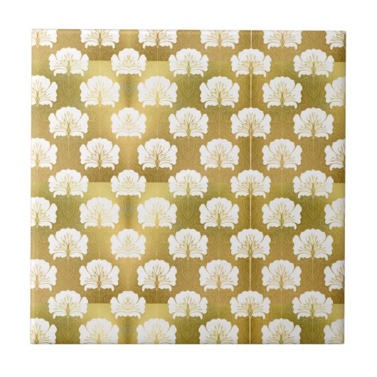 Art nouveau, Gold & white, patroon, , deco,t Tegeltje (Voorkant)