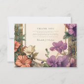 Art Nouveau Golden Arch Bloemen Huwelijk Bedankkaart (Voorkant)