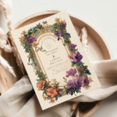 Art Nouveau Golden Arch Bloemen Huwelijk Kaart