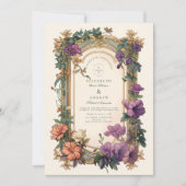 Art Nouveau Golden Arch Bloemen Huwelijk Kaart (Voorkant)