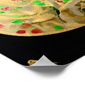  Art Nouveau Golden Cat op zwart Poster (Hoek)