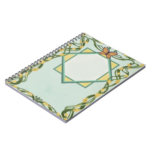 Art Nouveau Golden Mimosa Spiral Notebook Notitieboek (Linkerzijde)