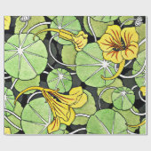 Art Nouveau Golden Yellow Nasturtium patroon Cadeaupapier (Vlak)