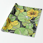 Art Nouveau Golden Yellow Nasturtium patroon Cadeaupapier (Uitgerold)