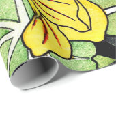 Art Nouveau Golden Yellow Nasturtium patroon Cadeaupapier (Rol Hoek)