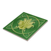 Art Nouveau Gothic Green Fleur de Lis Repro Tile Tegeltje (Zijkant)