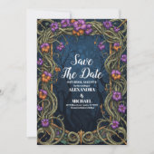 Art Nouveau Gothic Halloween bruiloft Save The Date (Voorkant)
