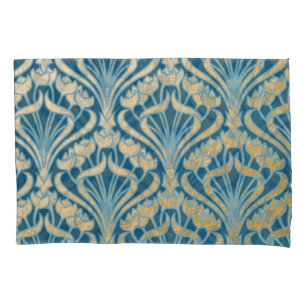 Art nouveau, goud, blauwgroen, patroon, vouw, Vict Kussensloop