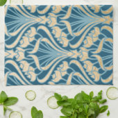 Art nouveau, goud, blauwgroen, patroon, vouw, Vict Theedoek (Gevouwen)