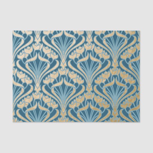 Art nouveau, goud, blauwgroen, patroon, vouw, Vict Tissuepapier (Voorkant)