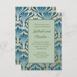 Art Nouveau, goud, blauwgroen, vouw, bloemkool, pa Save The Date