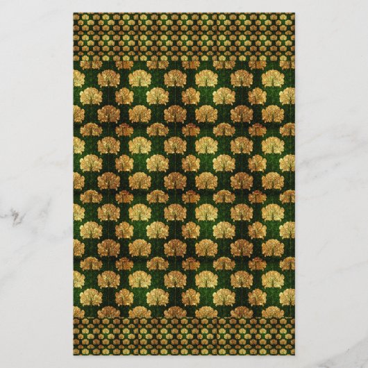 art Nouveau, goud, groen, floreel, patroon, , d Briefpapier (Voorkant)