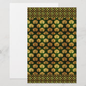 art Nouveau, goud, groen, floreel, patroon, , d Briefpapier (Voorkant / Achterkant)